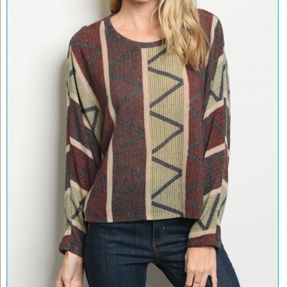 ⚡️ SALE Earthy Multi Printed Dolman Sleeve Top - Picture 3 of 6